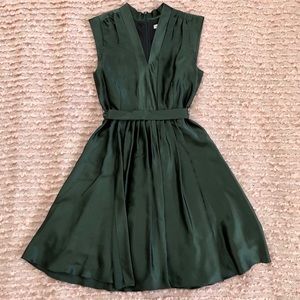 Steve Madden Green Silk Midi Dress.